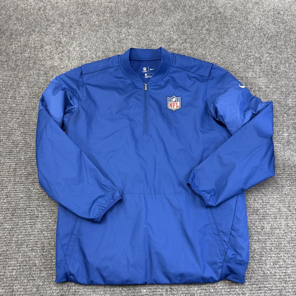 NFL Shield Jacket Mens Large Blue NFL Football Nike On Field 1/4 Zip Pullover